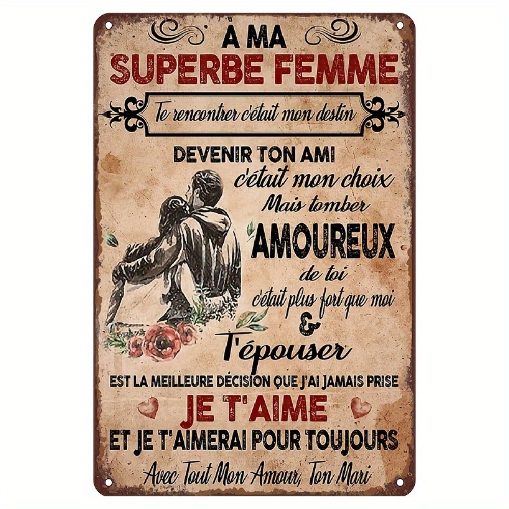 Home Textiles France - Retro French Love Letter Metal Wall